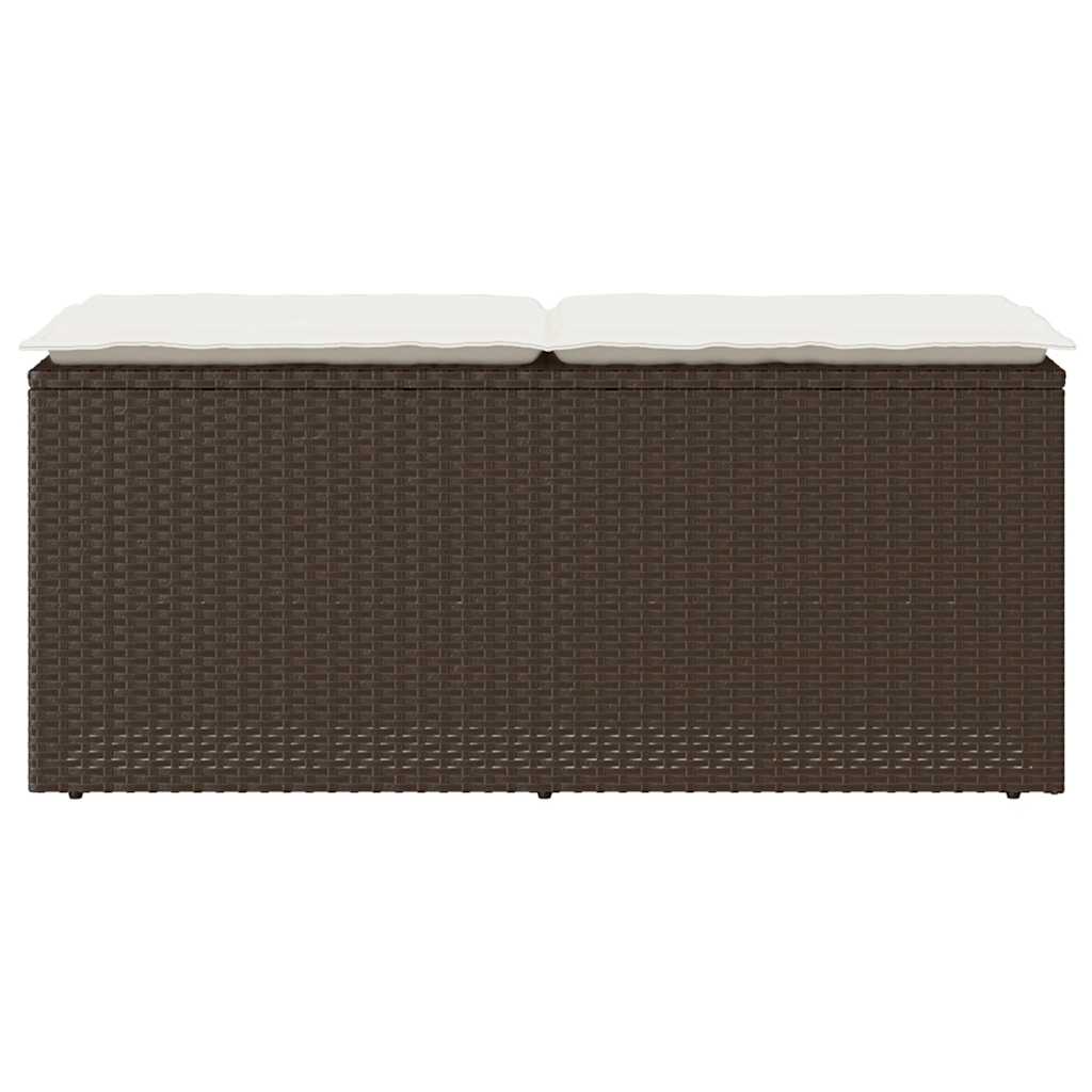 Trädgårdsbänk Konstrotting med dyna Brun 110x40x44 cm