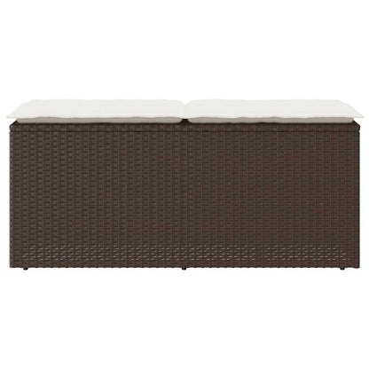 Trädgårdsbänk Konstrotting med dyna Brun 110x40x44 cm