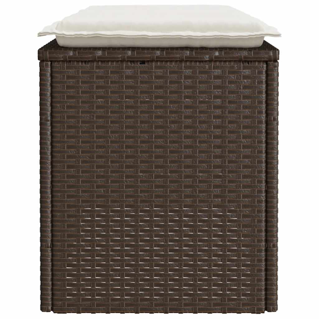 Trädgårdsbänk Konstrotting med dyna Brun 110x40x44 cm