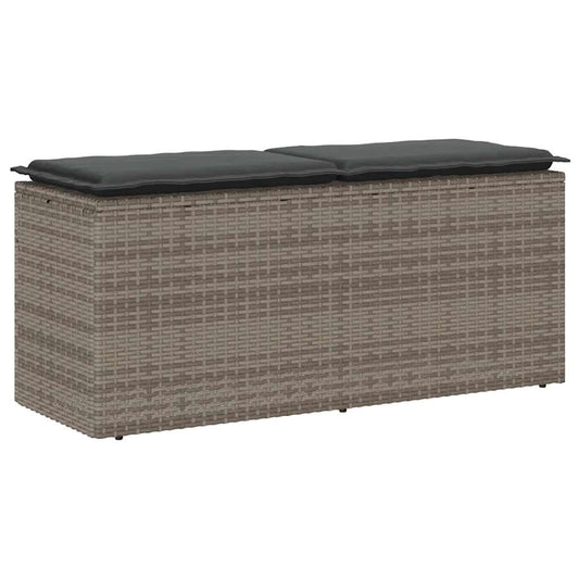 Trädgårdsbänk Konstrotting med dyna Grå 110x40x44 cm