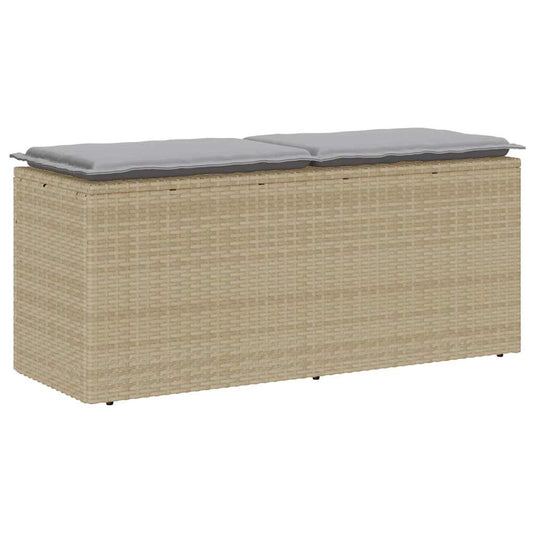 Trädgårdsbänk Konstrotting med dyna beige 110x40x44 cm