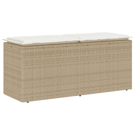 Trädgårdsbänk Konstrotting med dyna beige 110x40x44 cm