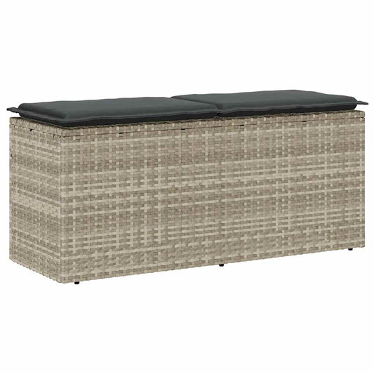 Trädgårdsbänk Konstrotting med dyna ljusgrå 110x40x44 cm