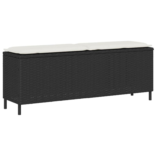 Trädgårdsbänk Konstrotting med dyna Svart 110x30x40,5 cm