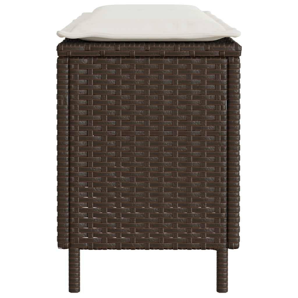 Trädgårdsbänk Konstrotting med dyna Brun 110x30x40,5 cm