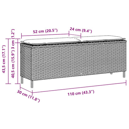 Trädgårdsbänk Konstrotting med dyna Brun 110x30x40,5 cm