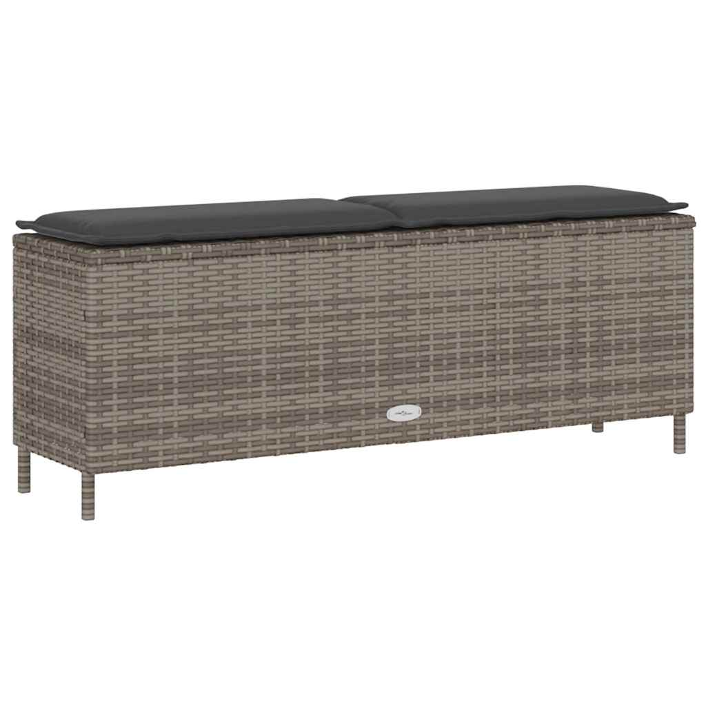 Trädgårdsbänk Konstrotting med dyna Grå 110x30x40,5 cm