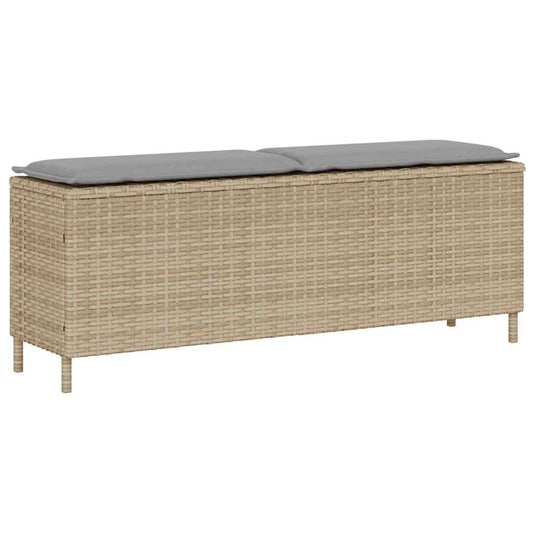 Trädgårdsbänk Konstrotting med dyna beige 110x30x40,5 cm