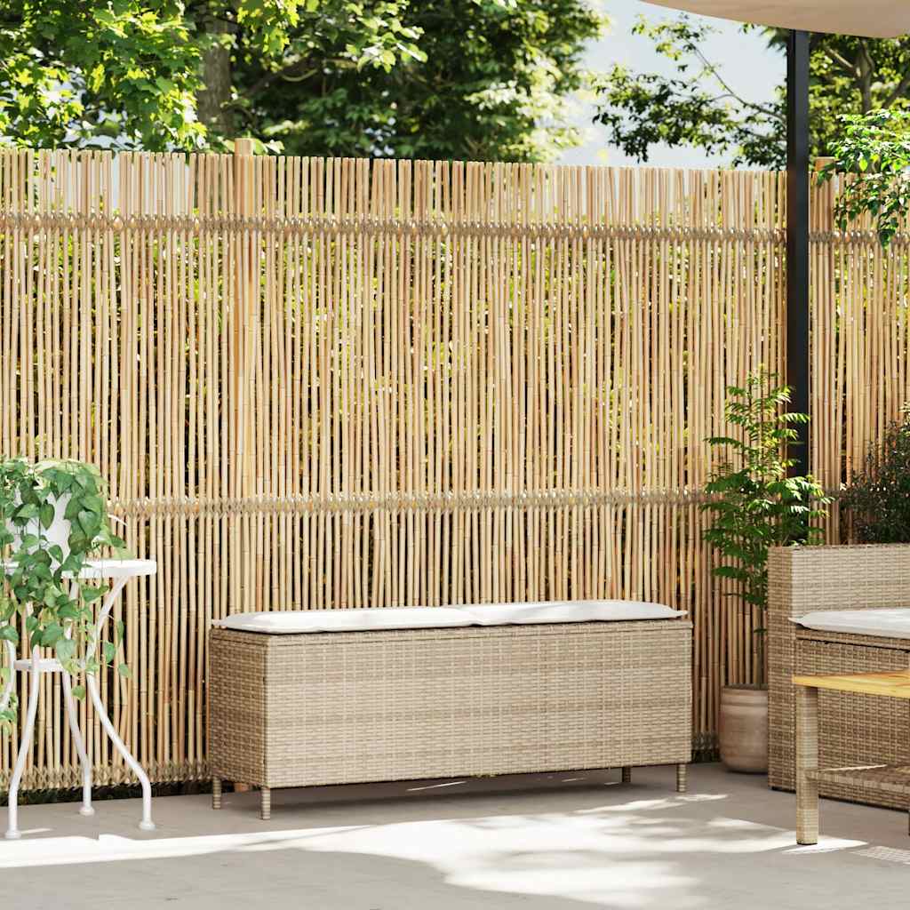 Trädgårdsbänk Konstrotting med dyna beige 110x30x40,5 cm