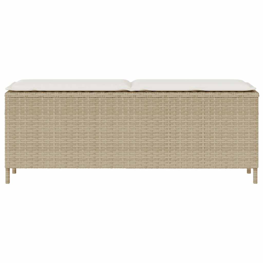 Trädgårdsbänk Konstrotting med dyna beige 110x30x40,5 cm