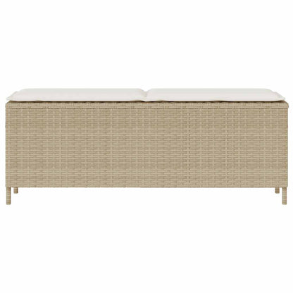 Trädgårdsbänk Konstrotting med dyna beige 110x30x40,5 cm
