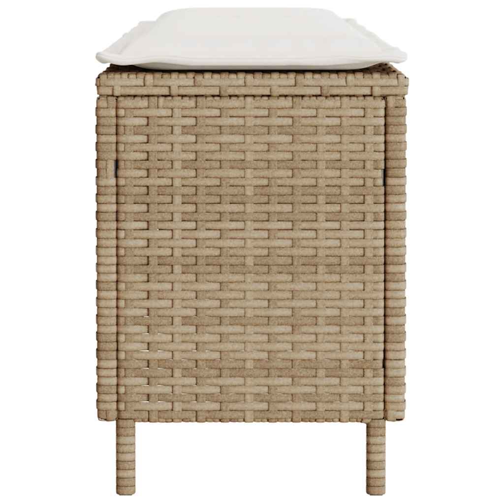 Trädgårdsbänk Konstrotting med dyna beige 110x30x40,5 cm