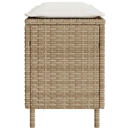 Trädgårdsbänk Konstrotting med dyna beige 110x30x40,5 cm