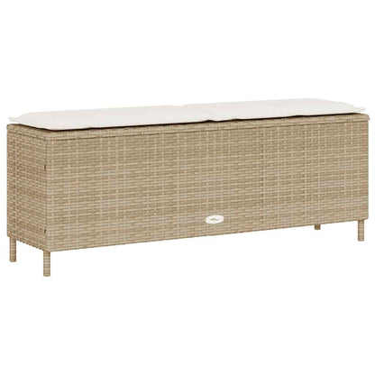 Trädgårdsbänk Konstrotting med dyna beige 110x30x40,5 cm