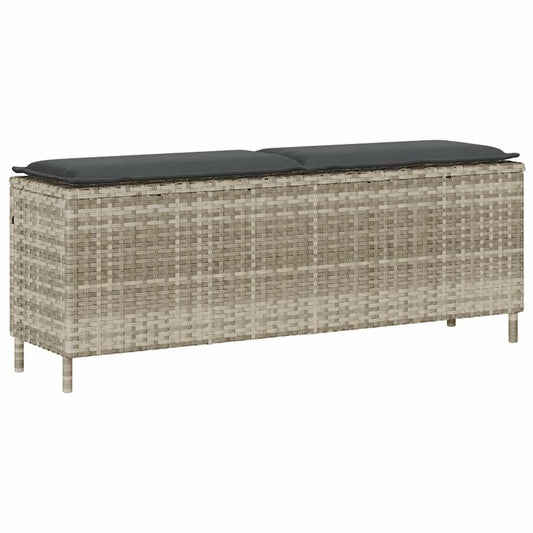 Trädgårdsbänk Konstrotting med dyna ljusgrå 110x30x40,5 cm