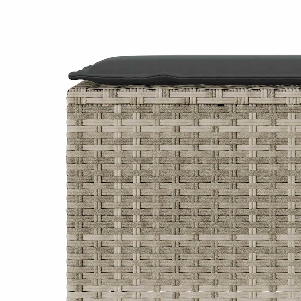Trädgårdsbänk Konstrotting med dyna ljusgrå 110x30x40,5 cm