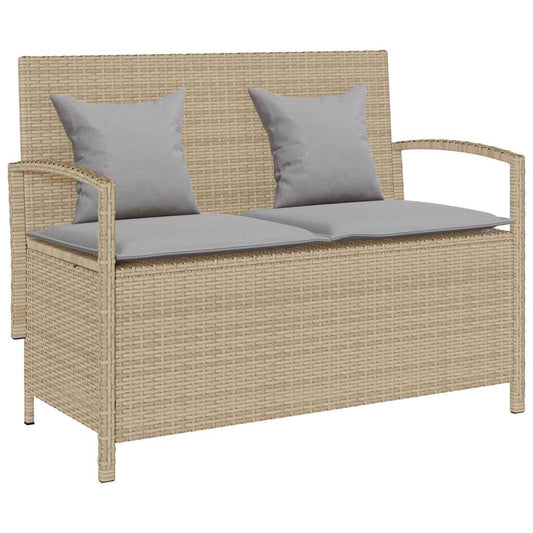 Trädgårdsbänk Konstrotting med dyna beige