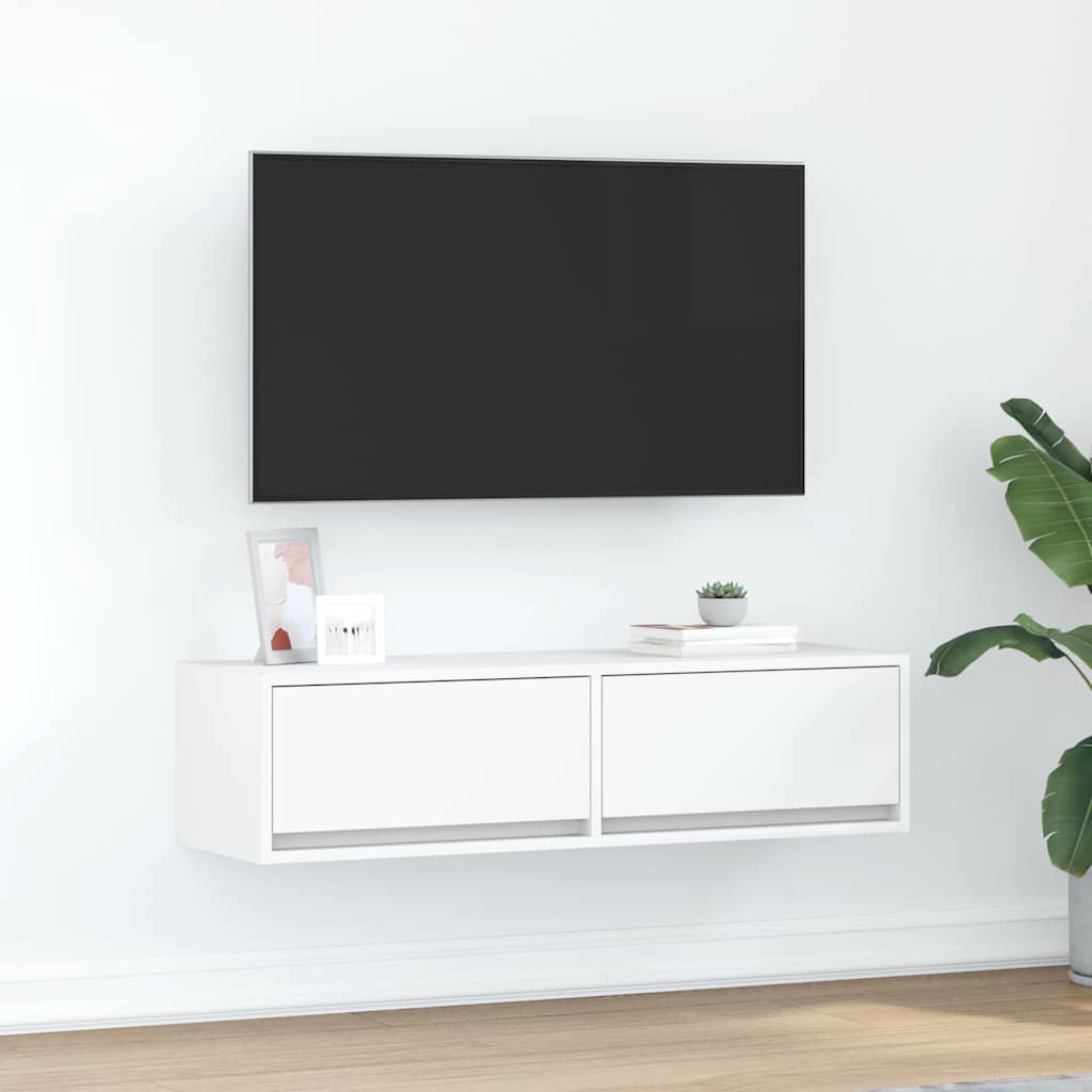 TV-Möbel Vit TV-skåp med låda 100 x 31 x 25,5 cm