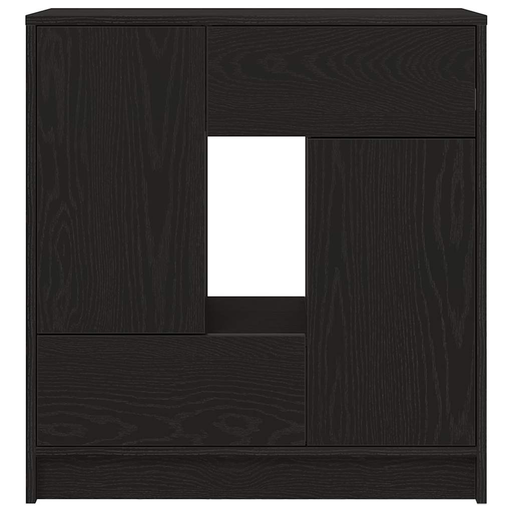 Skänk Vit med lådor och dörrar Svart Ek 70,5x34x74,5 cm