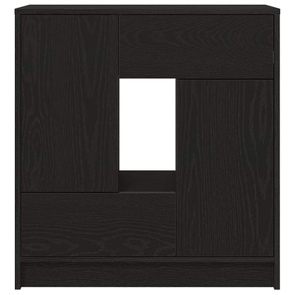 Skänk Vit med lådor och dörrar Svart Ek 70,5x34x74,5 cm