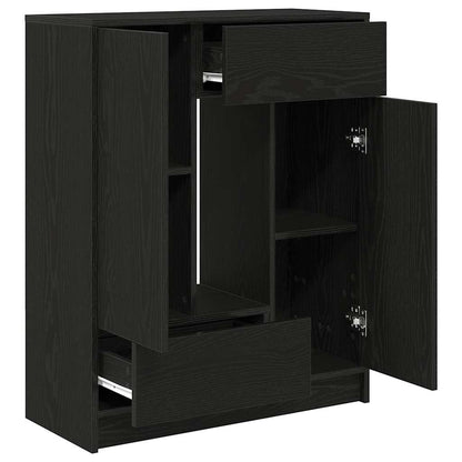 Skänk Brun med lådor och dörrar Svart Ek 73x31x90 cm