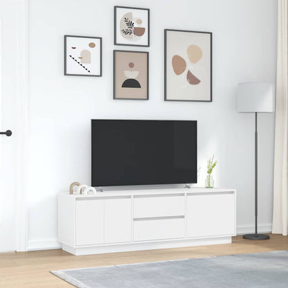 TV-Möbel Vit TV-Bänk LED-lampor 160,5x41x50 cm