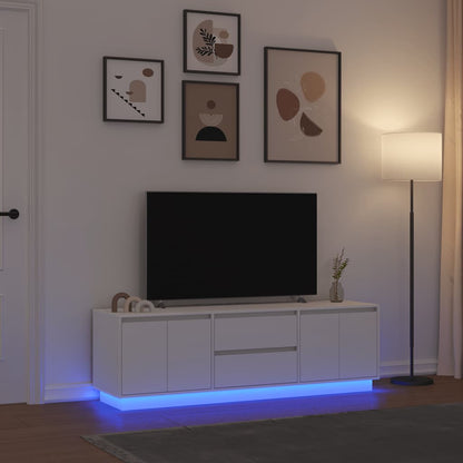 TV-Möbel Vit TV-Bänk LED-lampor 160,5x41x50 cm