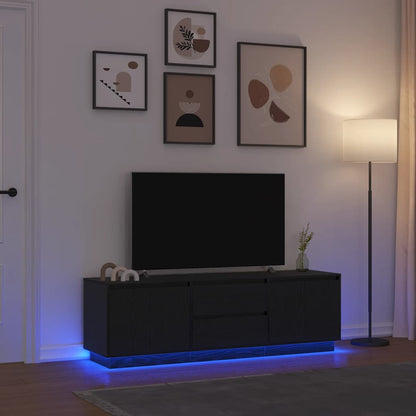 TV-Möbel Svart Ek TV-Bänk LED-lampor 160,5x41x50 cm