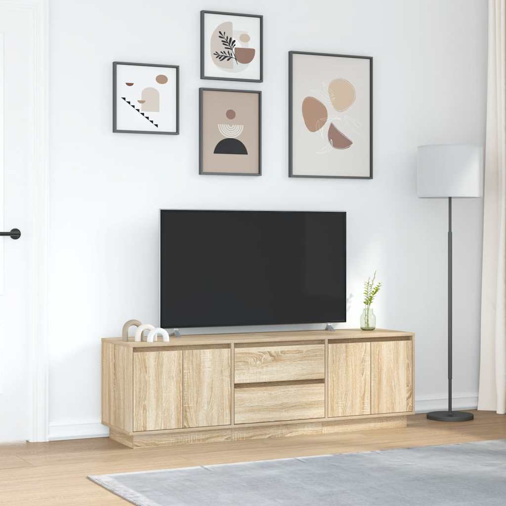 TV-Möbel Sonoma Ek TV-Bänk LED-lampor 160,5x41x50 cm