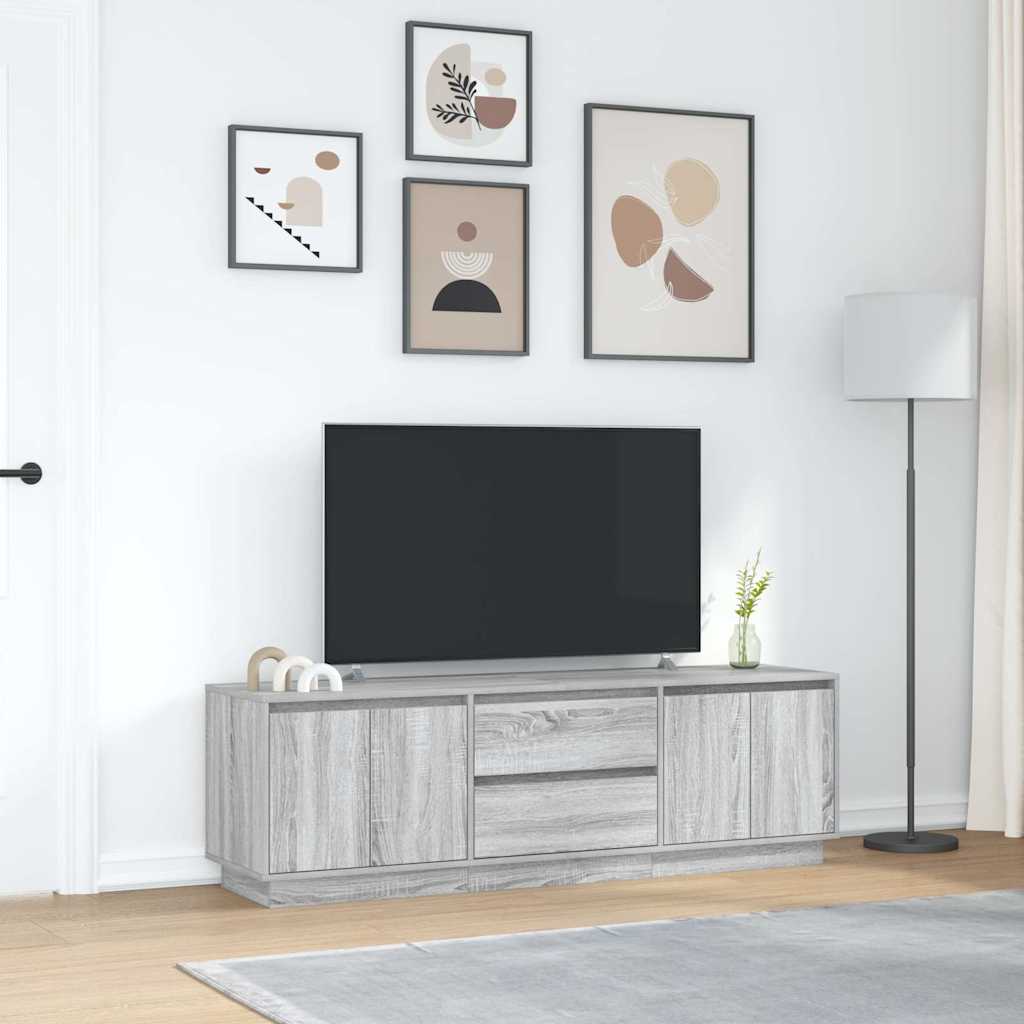 TV-Möbel Sonoma Grå TV-Bänk LED-lampor 160,5x41x50 cm