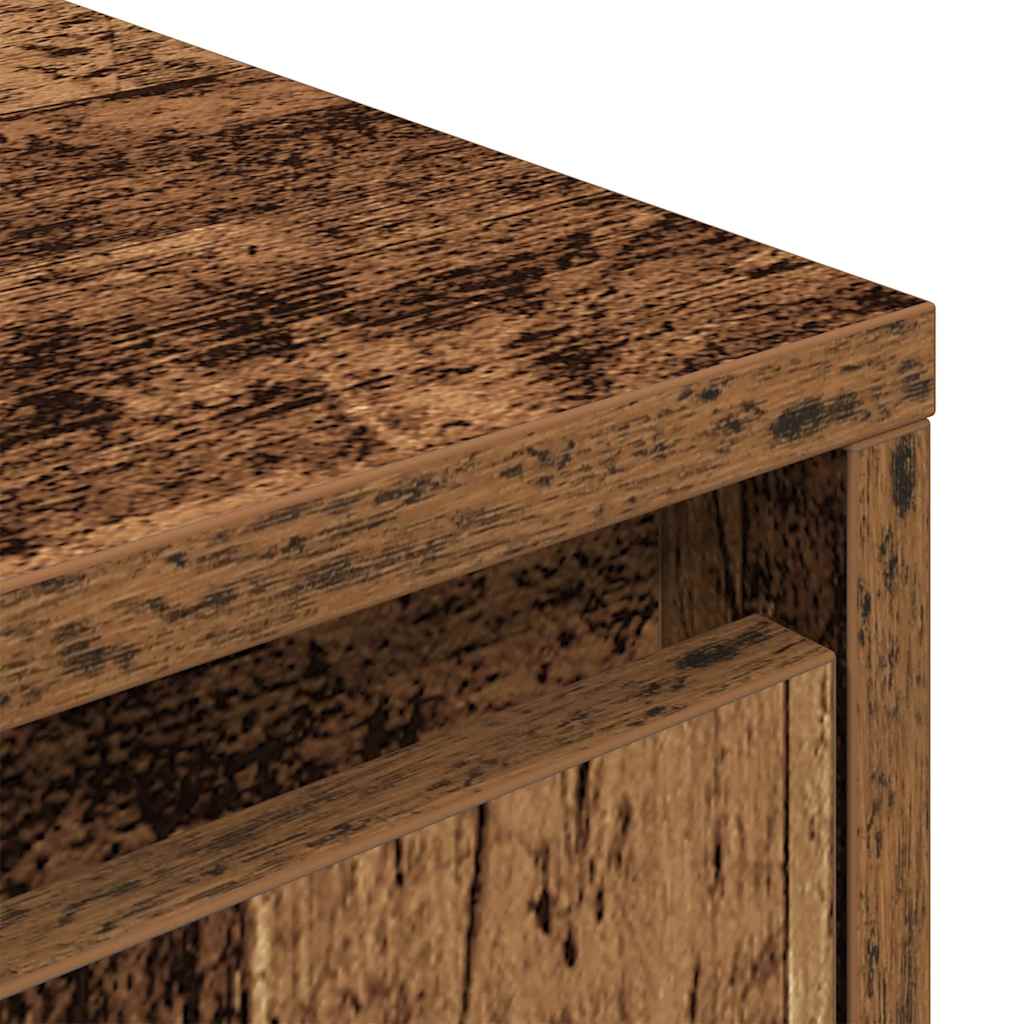 TV-Möbel Åldrat Trä TV-Bänk LED-lampor 160,5x41x50 cm