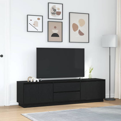 TV-Möbel Svart Ek TV-Bänk LED-lampor 193,5x41x50 cm