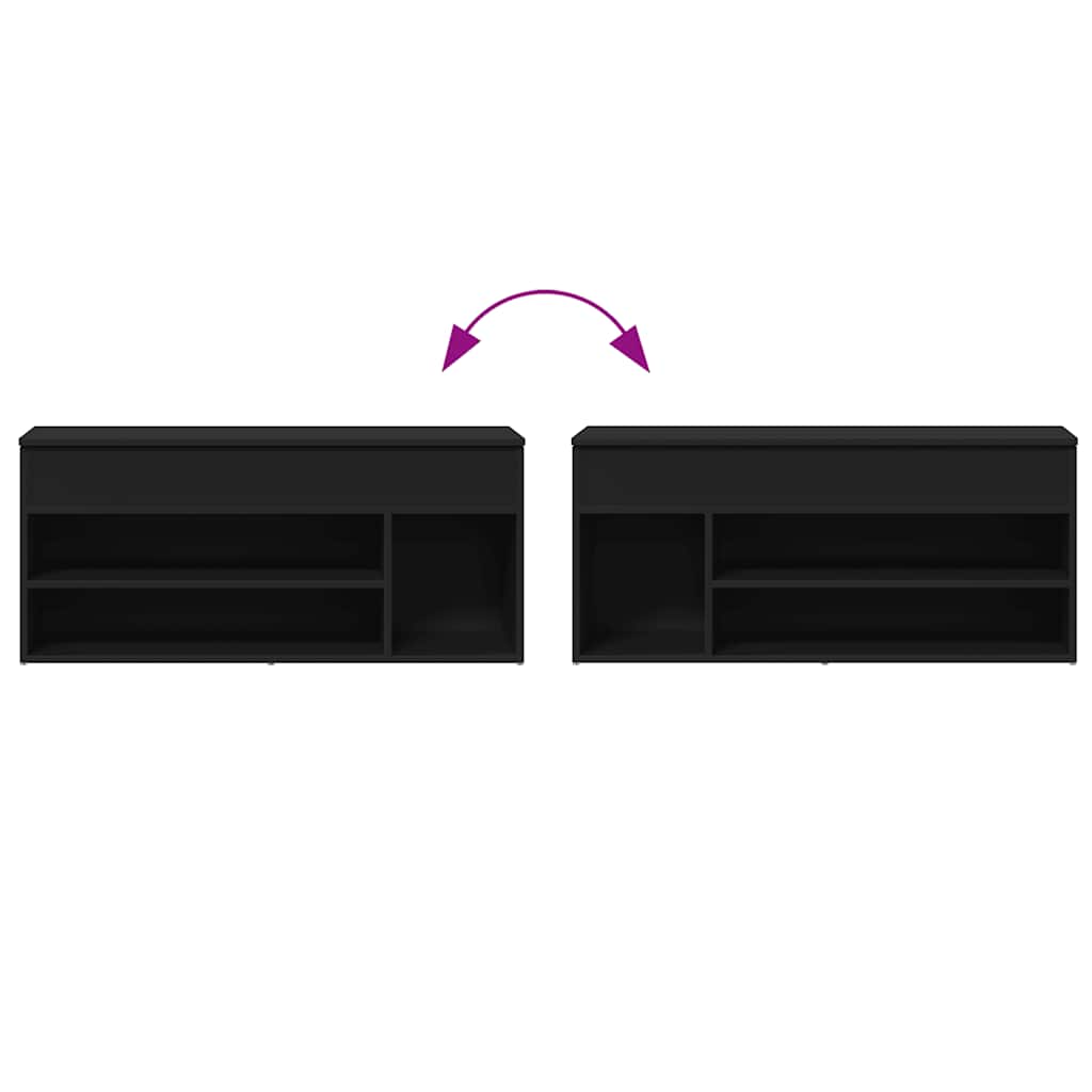 Skoställ Svart Skobänk 102x30,5x45 cm