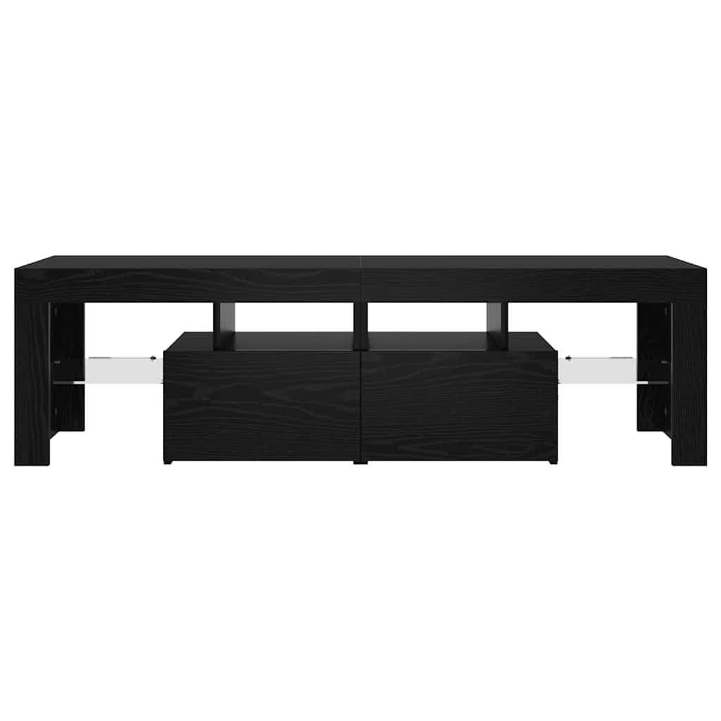 TV-Möbel Svart Ek TV-Bänk LED-lampor 140x36,5x40 cm