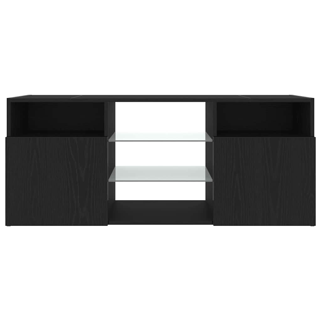 TV-Möbel Svart Ek TV-Bänk LED-lampor 120x30x50 cm