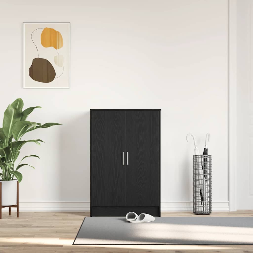 Skoställ Svart Ek Skoskåp 60x35x92 cm