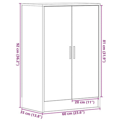 Skoställ Svart Ek Skoskåp 60x35x92 cm