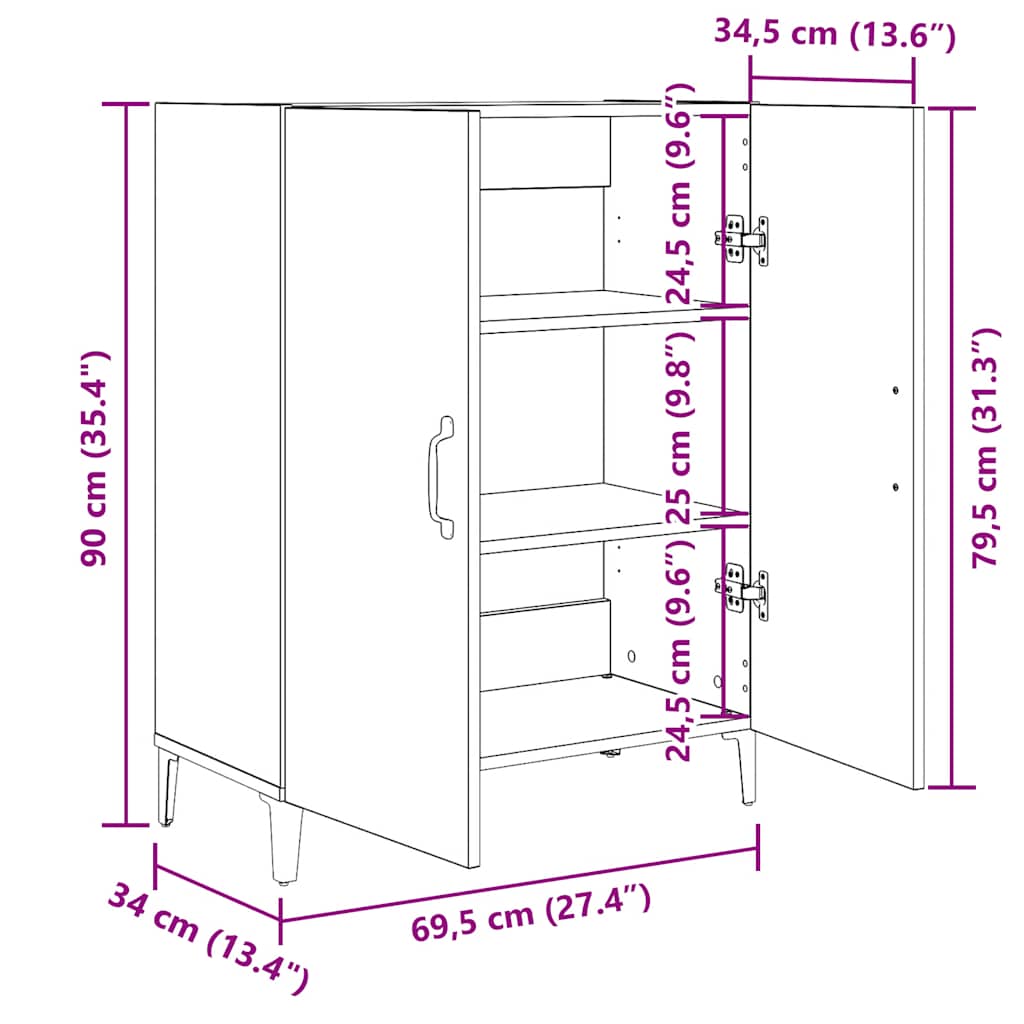 Skänk Svart Ek 69,5x34x90 cm