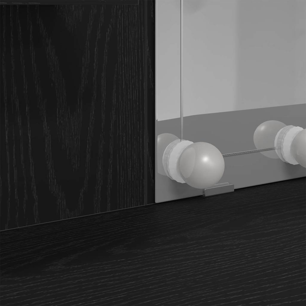 Smyckebord med låda Svart ek 96 x 40 x 142 cm Konstruerat trä