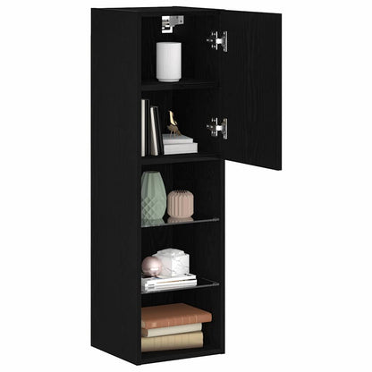 TV-bänkset 2 pcs Svart Ek 30,5 x 30 x 102 cm Konstruerat trä