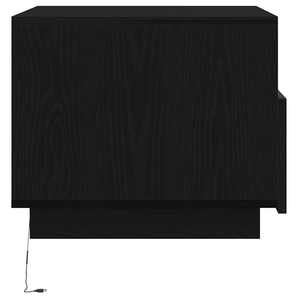 Soffbord Svart Ek LED 50x49x40 cm