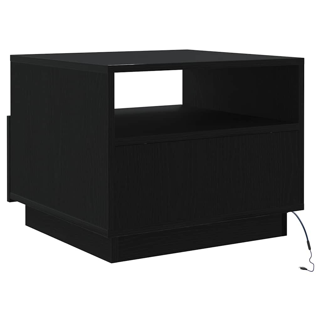 Soffbord Svart Ek LED 50x49x40 cm