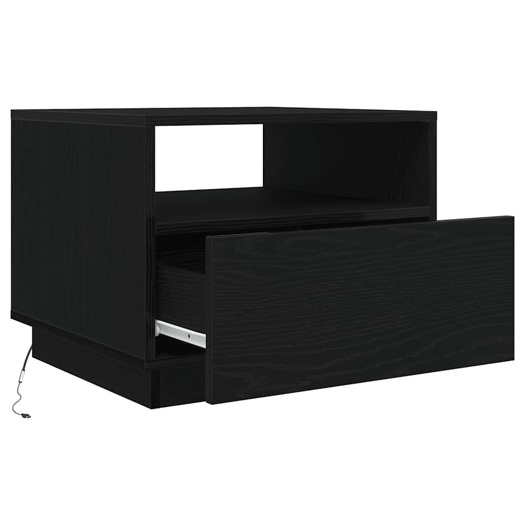 Soffbord Svart Ek LED 50x49x40 cm