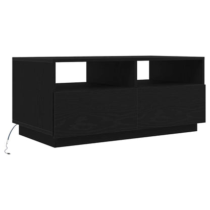 Soffbord Svart Ek LED 90x49x40 cm