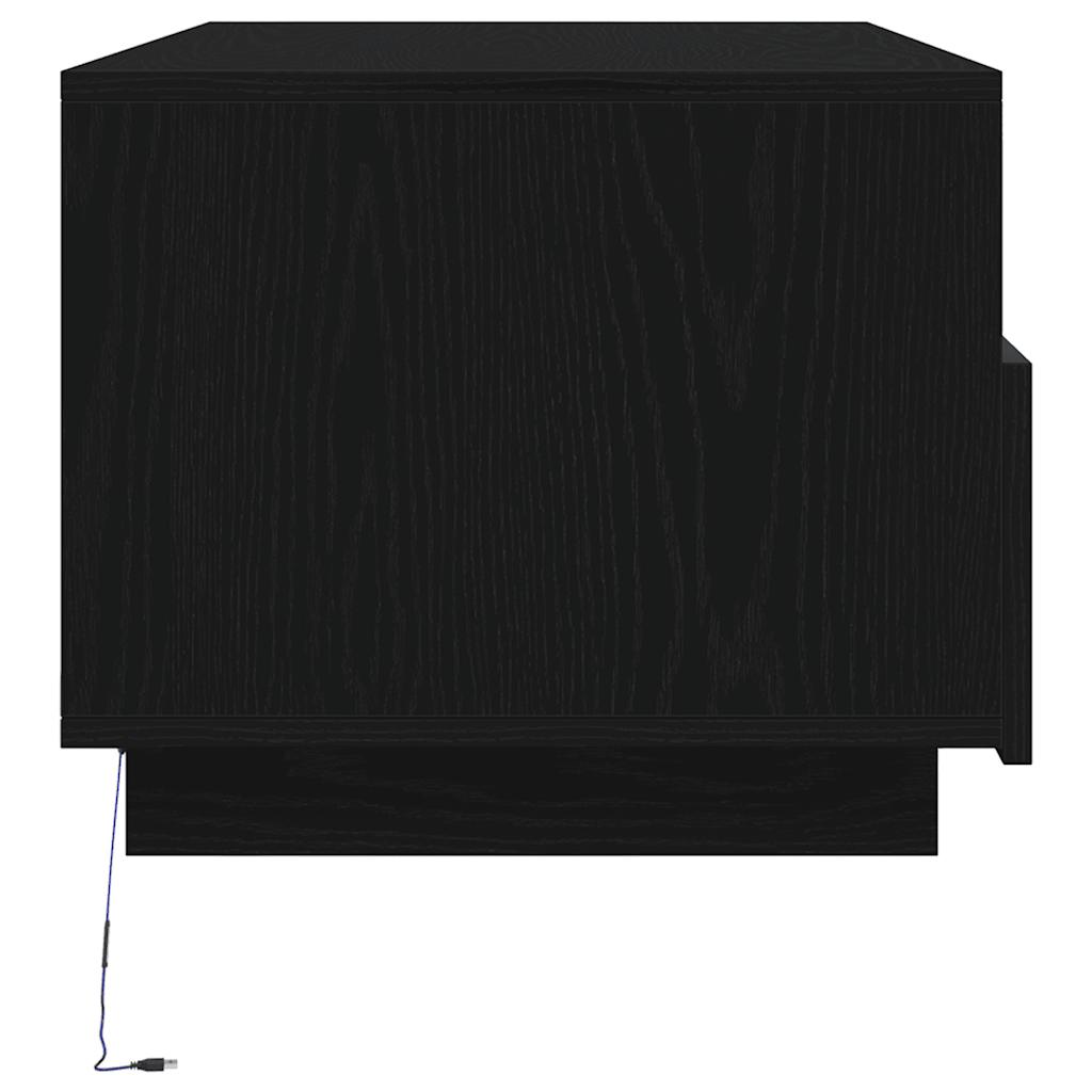 Soffbord Svart Ek LED 90x49x40 cm