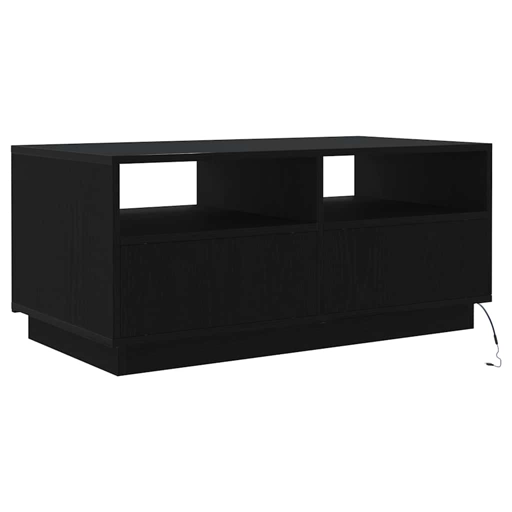 Soffbord Svart Ek LED 90x49x40 cm