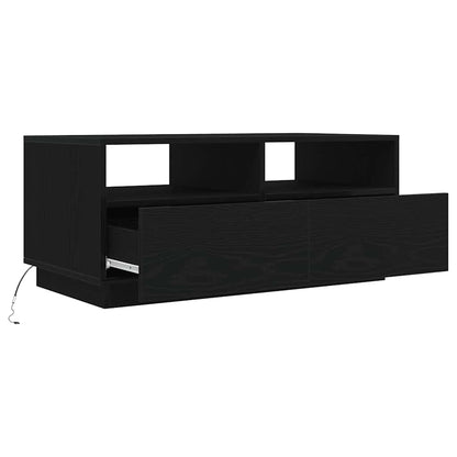 Soffbord Svart Ek LED 90x49x40 cm