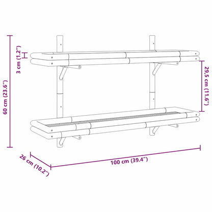 Vägghylla Brun 100 x 26 x 60 cm Bambu