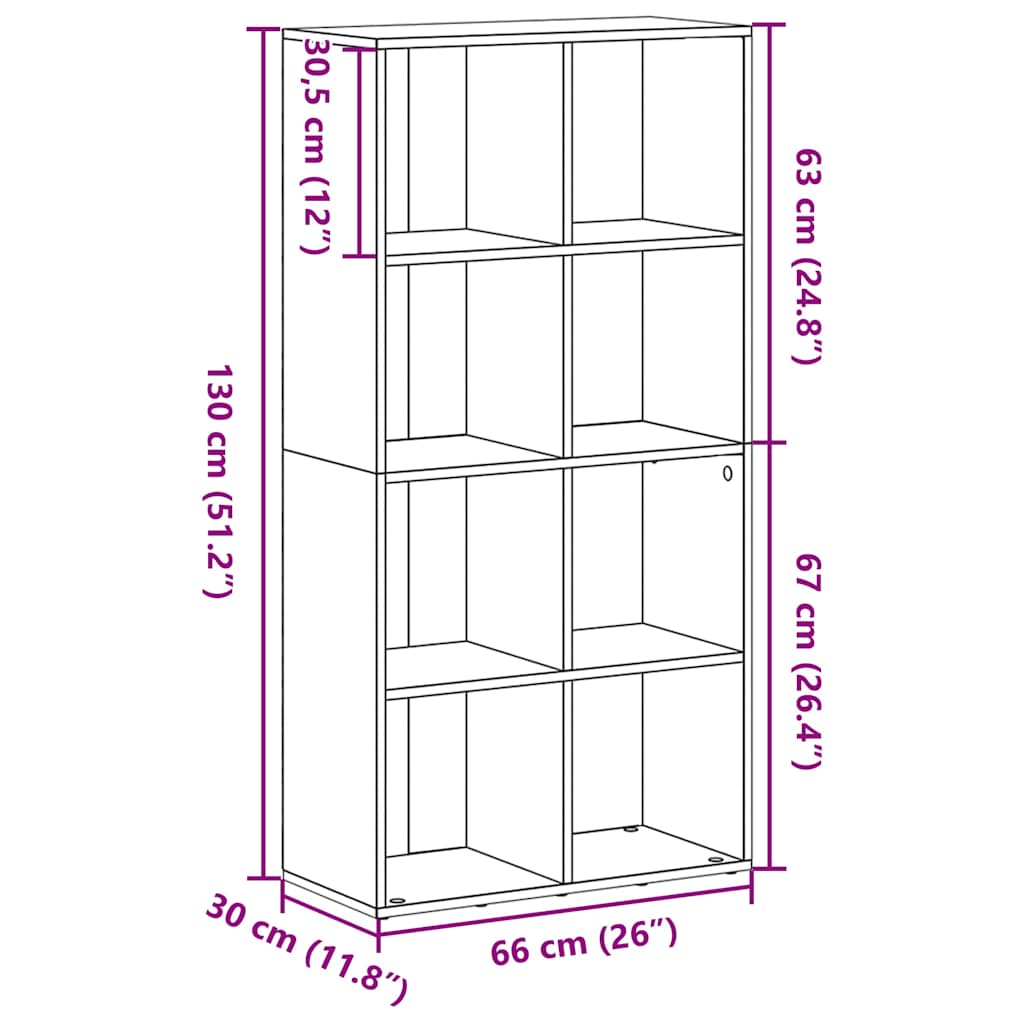 Bokhylla Svart Ek 66x30x130 cm