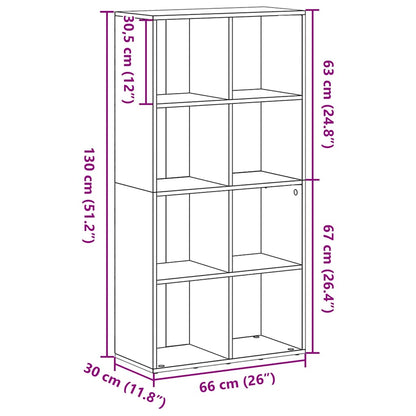 Bokhylla Svart Ek 66x30x130 cm